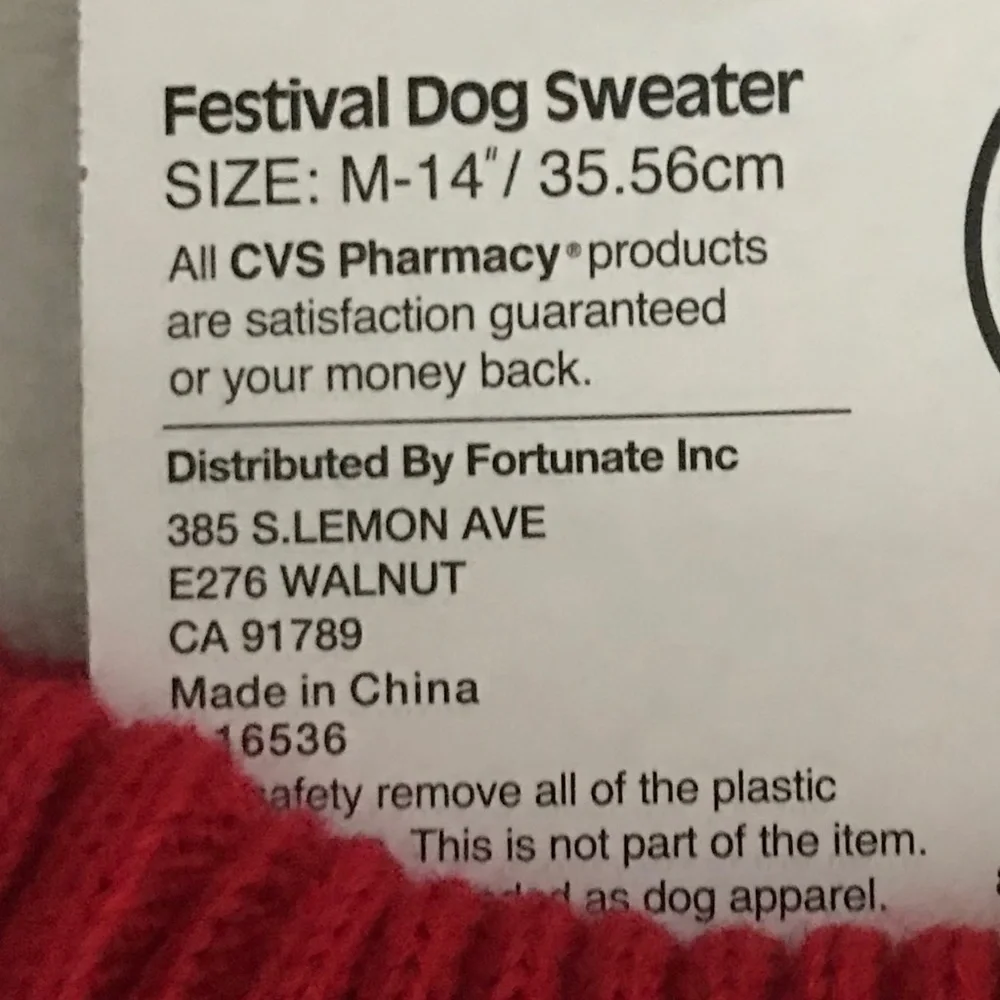 Pet Central Festival Dog Sweater NEW Size M-14”/35.56cm